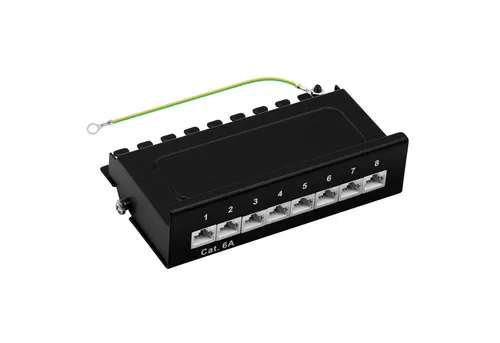 ProfiPatch Patchpanel Verteilerfeld Cat. 6A Desktop Netzwerk-Patch-Panel (8 Ports, 1 HE)