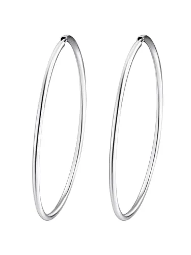 Rafaela Donata Damen-Creolen 70mm aus 925 Sterling Silber - Ohrringe für Damen: Große, anlaufgeschützte Creolen im schlichten Design, ideal für jeden Anlass und als perfektes Geschenk in einem hübschen Satintäschchen.