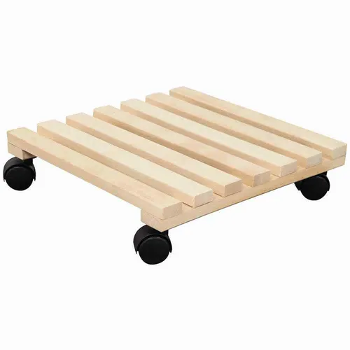 Siena Garden Holz-Rolluntersatz eckig Pflanzenroller Untersetzer Blumenroller