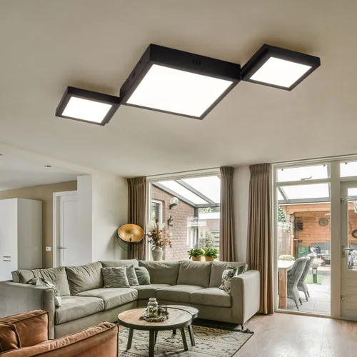 Deckenleuchte Modern 25W LED, schwarz - Lampen – Modernes Design mit warmweißem Licht (3000K) und 1072 Lumen für eine angenehme Atmosphäre. Ideal für Wohnzimmer, mit fest verbautem Leuchtmittel und langlebiger Leistung.