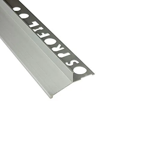 Alu L-Profil Balkon Terrasse - Abtropf Fliesenschiene in Silber Matt - Bodenleisten für Treppen, idealer Kantenschutz für Fliesen an Treppenstufen, schützt und wertet Schnittkanten optisch auf. Hochwertige, eloxierte Aluminium-Schiene.