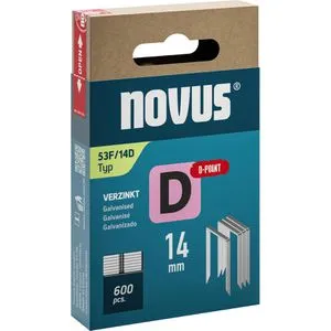 Novus-Tools Tackerklammern 53F/14D, D-Spitze, 14mm, Flachdrahtklammern, Typ 53F D, 600 Stück