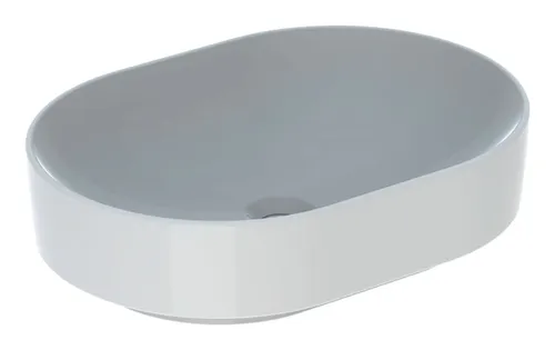 Geberit VariForm Waschtisch elliptisch 550 x 400 mm - Weiß - Eleganter Waschtisch ohne Hahnloch und Überlauf, ideal für moderne Badezimmer und platzsparende Lösungen.