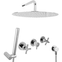 PaulGurkes Tropendusche Duschset 40 cm – Hochwertige Regendusche aus Messing - Elegantes Duschsystem mit 40 cm Regenbrause und langlebigen Keramikventilen. Ideal für eine komfortable Dusche, hochwertig verchromt und mit ECO-Durchflussbegrenzer für effizienten Wasserverbrauch.