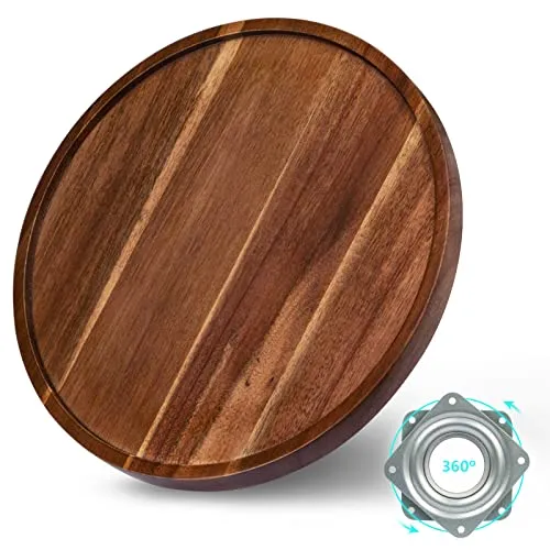 ANBOXIT Drehteller Organizer Lazy Susan, 25,4 cm Drehteller Akazie Holz, Küche Gewürzregal, Drehbares Organizer für Gewürze (1 Stück)