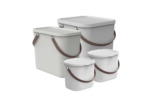 ROTHO Aufbewahrungsbox Albula 4er-Set - Praktisches 4er-Set Aufbewahrungsboxen aus recyceltem Kunststoff, ideal für Ordnung in jedem Raum. Mit Deckel und bequemen Griffen für einfaches Tragen und Reinigung.