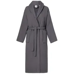 Ladeheid Bademantel Damen Waffelpiqué - 100% Baumwolle in Grau XL - Bademäntel aus 100% Baumwolle, lang geschnitten für optimalen Komfort und Stil. Ideal für entspannte Tage zu Hause!