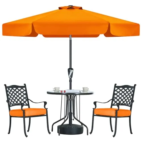 MasterCanopy 230 cm Sonnenschirm mit 6 Rippen, Kurbel & Volant, Orange
