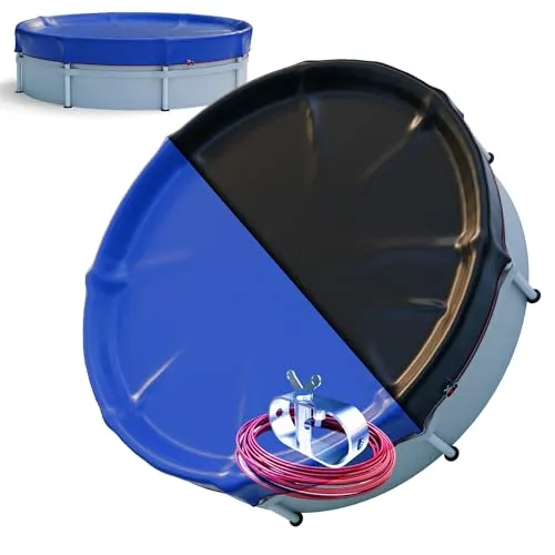 Arebos Pool-Abdeckplane rund, 2-in-1 Abdeckung für Ø 320-366 cm - Poolplanen – Schützen Sie Ihren Pool ganzjährig vor Schmutz und Wärmeverlust mit der robusten AREBOS Abdeckplane, die wahlweise Wärme speichert oder UV-Strahlung reflektiert.