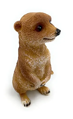 Onwomania Polyresin Figur Erdmännchen Scharrtier Manguste Tier Dekofigur aus Polyresin Braun 7,3 cm