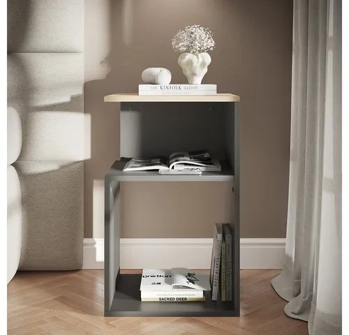 Vicco Nachtschrank Elios, Anthrazit/Goldkraft Eiche - Stylischer Nachtschrank mit kompakten Maßen, ideal als Nachttisch oder Beistelltisch. Bietet ausreichend Stauraum und verleiht jedem Raum eine moderne Note.
