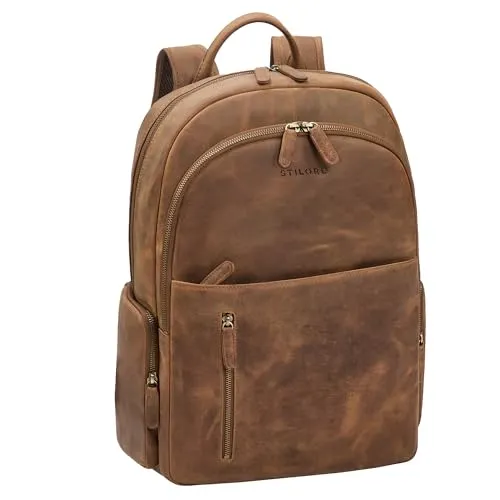 STILORD 'Rio' Premium Lederrucksack für Herren - Hochwertiger Rucksack aus echtem Leder mit 15.6 Zoll Laptopfach, ideal für Business und Alltag. Komfortable Schultergurte und durchdachte Fächeraufteilung für maximale Organisation.