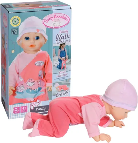 Baby Annabell Emily - 43 cm Lauflernpuppe mit Soundfunktion, krabbelt und läuft, ideal für Kinder ab 3 Jahren
