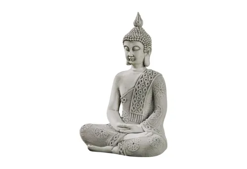 Buddha Statue Thailändische Gartenfigur, H. 49 cm - Frostsichere Steinguss-Figur für entspannende Gartenatmosphäre, detailreiche Verarbeitung und ideal für asiatisch inspirierte Gartenbereiche.