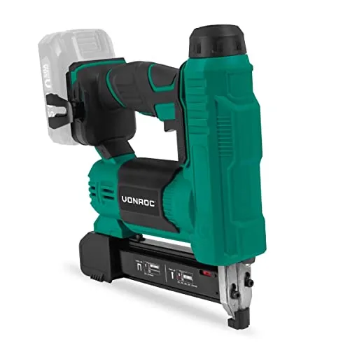 VONROC 2in1 Akku Tacker & Nagelpistole - 20V für Holz - Tacker & Nagelpistole in einem, 30 Schuss/Minute, individuell einstellbare Schlagkraft und LED-Arbeitslicht für präzises Arbeiten. Teil der VPower Plattform für maximale Flexibilität.