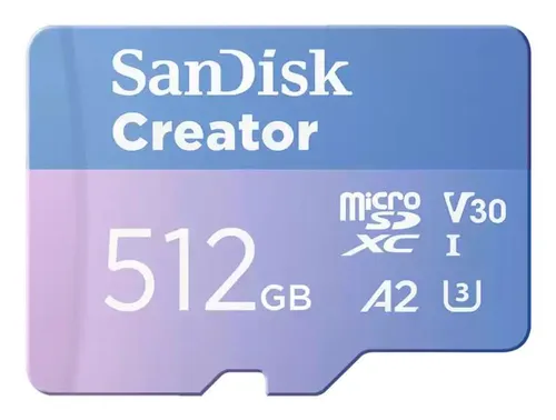 SanDisk Creator microSD-Karte 512GB UHS-I - Speicherkarten mit 512 GB Kapazität und Geschwindigkeiten bis zu 190 MB/s, ideal für kreative Projekte und inklusive 3 Monate Adobe Lightroom Mitgliedschaft.