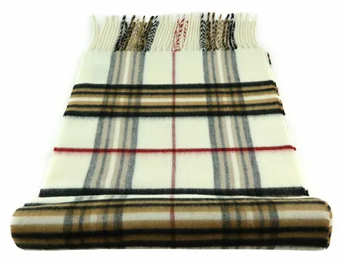 TigerTie Designer Schal in weiss cremebeige braun grau rot schwarz kariert