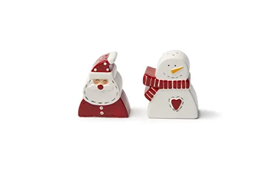 Excelsa Snowman Salz- und Pfefferstreuer-Set - Küchenhelfer mit festlichem Schneemann-Design, handbemalt aus Keramik, ideal für eine bunte Tischdekoration in der Weihnachtszeit.