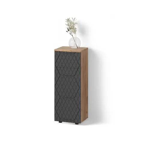 Livinity® Midischrank Ronco, Anthrazit gestreift/Goldkraft Eiche