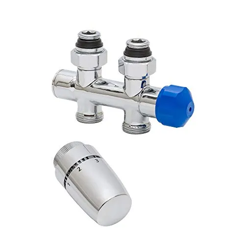 Schulte EP3769002 Mittenanschlussgarnitur Durchgang Thermostat-Set, verchromt