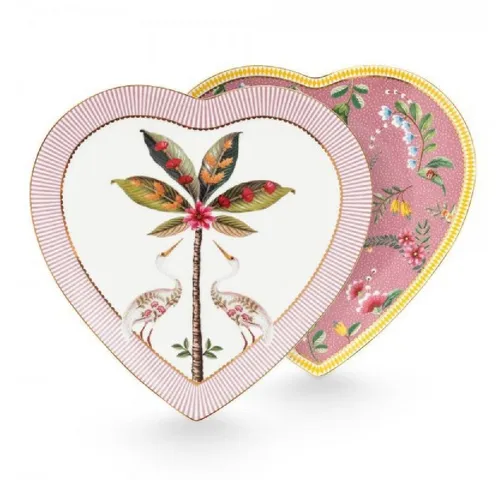 PiP Studio Herzform Servierplatte Set La Majorelle Rosa (2-teilig) - Elegantes 2-teiliges Servierplatten-Set in Herzform, ideal für romantische Anlässe und besondere Momente.