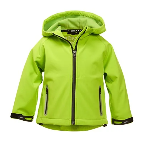 BMS Kids Softshell Jacke Limette, Größe 110 - Funktionsjacke für Kinder, atmungsaktiv, winddicht und wasserabweisend mit kuscheliger Fleeceinnenseite und praktischen Reißverschlusstaschen.