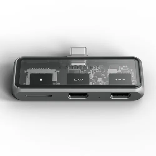 Satechi USB 3.2 Mobile XR Hub 100W mit Micro SD Slot 4K, Grau - USB-Hub für XR-Erlebnisse, mit USB-C 3.2 Gen 2, 100W Power Delivery und Micro-SD-Kartenleser für schnelle Datenübertragung. Ideal für XR/AR-Brillen, Laptops und Tablets.