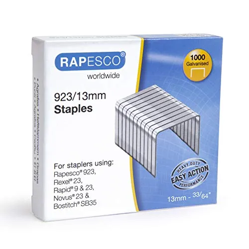 Rapesco 1484 Typ 923/13 mm Verzinkte Robuste Heftklammern, 1000 Stück