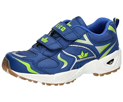 Lico Kinder Unisex Bob V Sportschuh, Blau/Lemon, 41 EU - Hallenschuhe für Mädchen mit flexiblem TPR-Laufsohle und praktischem Klettverschluss für einfaches An- und Ausziehen.