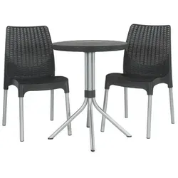 Keter Bistro-Set Chelsea Graphit 223562 - Elegantes Bistro-Set mit Tisch und 2 Stühlen, witterungsbeständig und UV-beständig für Terrasse und Balkon