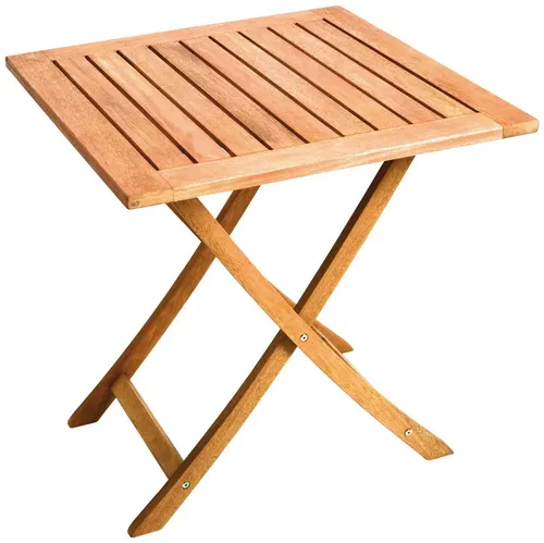 Merxx Klapptisch 70 x 70 cm aus Eukalyptusholz - Gartentisch aus geöltem Eukalyptusholz, ideal als vielseitiger Beistelltisch für Grillabende oder als Tisch für zwei Personen, mit stabilen galvanisierten Stahlschrauben.
