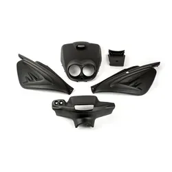 Verkleidungskit 5 Teile schwarz matt für Yamaha Spy - Motorradzubehör: Komplettes 5-teiliges Verkleidungskit in matt schwarz für Yamaha Spy, ideal für Farbwechsel oder Austausch defekter Teile, passt ohne Anpassungen.