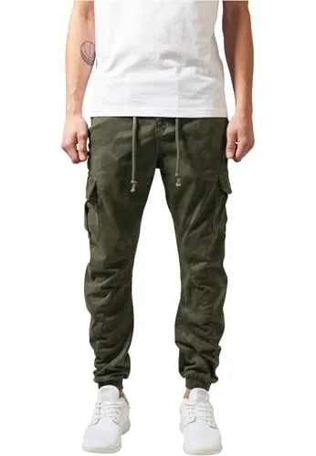 Urban Classics Cargo Jogging 2.0 Hose - Olive Camo, Gr. 34 - Herren-Stoffhosen mit praktischen Cargo-Taschen und lässigem Design für ultimativen Komfort in der Freizeit.
