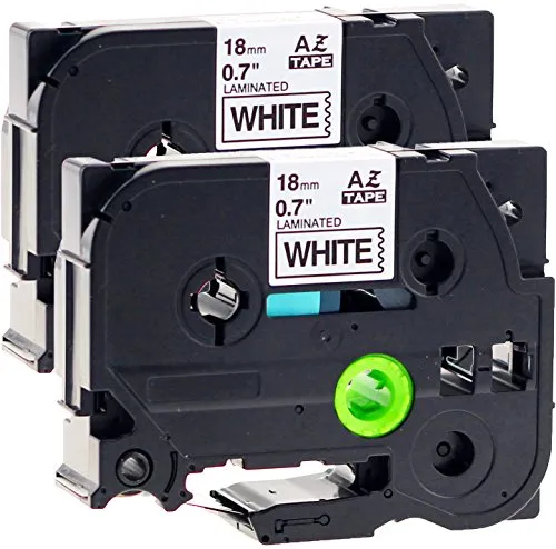 2x Schriftbandkassette für Brother TZe-241 schwarz auf weiß 18mm breit x 8m lang laminiert kompatibel zu TZE-241