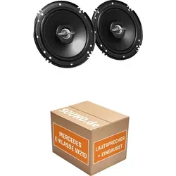 JVC CS-J620X Lautsprecher Einbaupaket für Mercedes E-Klasse W210 - Komplettset für den Austausch der Lautsprecher in der Mercedes E-Klasse W210 (1996-2003). Inklusive 2x JVC Tief-Mitteltöner und Hochtöner, einfache Installation mit Adapterringen und -steckern.