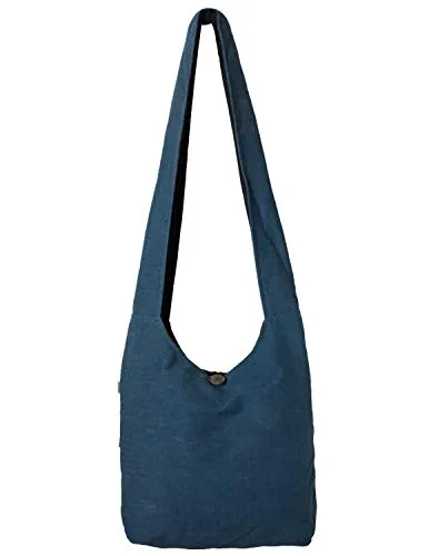Vishes - Damen Herren Umhängetasche Stoff Schulterbeutel Schultertasche Baumwolle blau