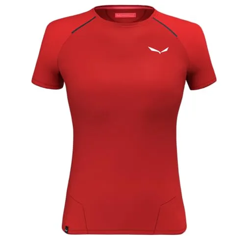 Salewa Pedroc PTC Delta Damen T-Shirt - Rot - Größe 38 - Damen Shirt für Outdoor-Aktivitäten, atmungsaktiv und schnelltrocknend für optimalen Komfort bei jedem Abenteuer.