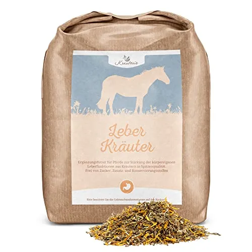 Krauterie Leber Kräuter für Pferde in Spitzenqualität (3000 g) - Artgerechtes Ergänzungsfutter frei von Zusätzen, zuckerfrei, melassefrei, getreidefrei