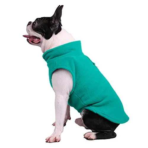 Hundepullover / Hunde-Sweatshirt, weiche Fleece-Weste, Kaltwetterjacke mit Ring für die Leine für kleine und mittelgroße Hunde (Größe S, Grün)