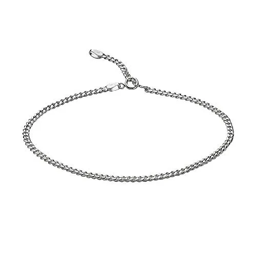Zeeme Silber Damen Fußkette 925/- Sterling Silber - Körperschmuck, süße Fußkette aus echtem 925 Silber, glänzend und ideal für jedes sommerliche Outfit, inklusive Etui für die perfekte Aufbewahrung.