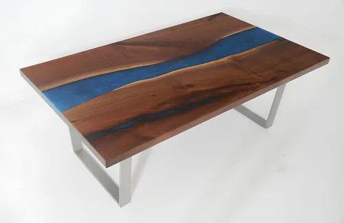 Designer Beistelltisch Epoxy - Moderner Couchtisch aus Holz - Eleganter Couchtisch aus hochwertigem Holz mit einzigartigem Epoxidharz-Muster. Ideal für das Wohnzimmer, bietet Stil und Funktionalität ohne Montageaufwand.