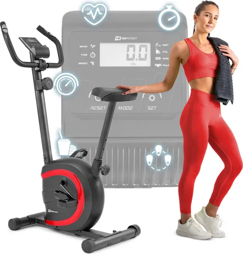 Hop-Sport Heimtrainer HS-015H - Kompakter Fahrradergometer für Senioren - Fahrradergometer mit Pulssensoren und 8 Widerstandsstufen, ideal für sicheres und bequemes Training zuhause. Kompakt und modern, perfekt für jede Wohnung.