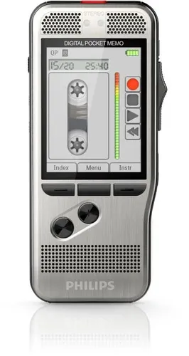 Philips Pocket Memo DPM7000 - Digitales Diktiergerät - Digitale Diktiergeräte mit 2 Mikrofonen für Stereo-Aufnahmen, intuitiver Schiebeschalter-Bedienung und hochwertiger SpeechExec Software im 2-Jahres-Abo.