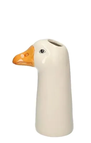 Kleine Deko Vase Gans Weiss H:10 cm aus Keramik - Vasen, Tiervase, Dekoration, Keramikvase, moderner Deko Stil