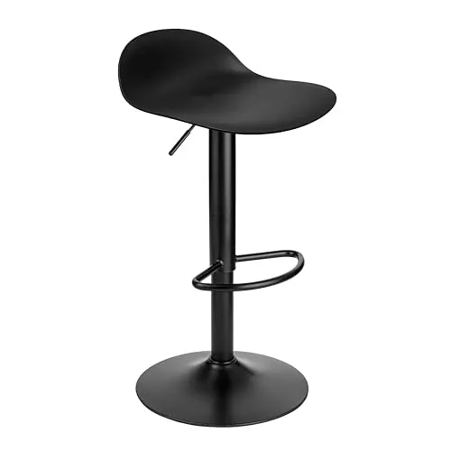 Baroni Home Barhocker mit Verstellbarer Höhe, Barstuhl mit kratzfester Boden und Fußablage, Tresenhocker für Küche, Restaurant und Bar, 41x40x64-86 cm, 1 Stück, Schwarz