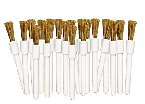 fishingglue.de Rundpinsel 68 mm lang, Universalpinsel mit Naturborsten, 20 Stück-Packung, Weiß, Tierhaare, Acryl, Aquarell, Öl