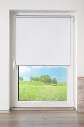 K-home® Thermo Springrollo Weiß B35 x H150 cm - Seitenzug- & Springrollo mit 100% Verdunklung und Wärmeisolierung, ideal für energieeffizienten Sichtschutz ohne Bohren.