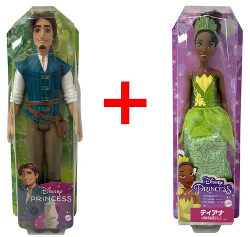 Disney Stehpuppe 2er-Set: Flynn Rider & Tiana - Babypuppen Set mit detailgetreuen Figuren von Flynn Rider und Prinzessin Tiana, ideal zum Nachspielen der Disney-Klassiker und ein perfektes Geschenk für kleine Disney-Fans.