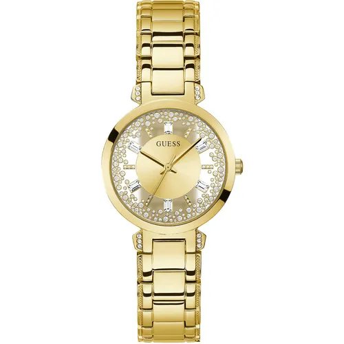 Guess Quarz-Uhr für Damen - Elegante Damenarmbanduhr mit goldenem Edelstahlarmband und Zifferblatt, 30m wasserresistent – perfekt für jeden Anlass!