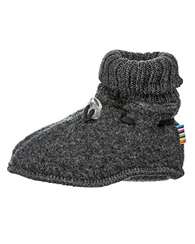 Joha Babyschuhe aus 100% Wolle, Dunkelgrau (20-21 EU) - Lauflernschuhe für Jungen, weicher und warmer Fleece Schuh aus reiner Schurwolle, ideal als Nachtschuh oder für unterwegs, flexibles und atmungsaktives Design mit praktischem Verschluss für perfekten Sitz.